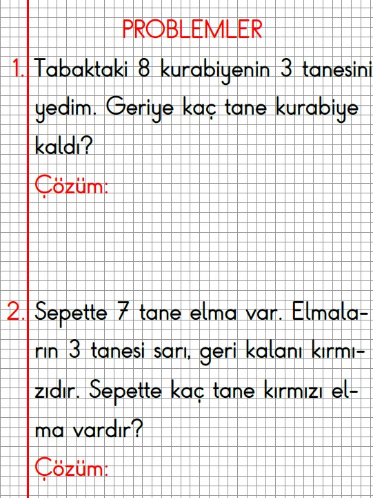1. Sınıf Matematik Toplama ve Çıkarma İşlemleri Problemleri ( Akıllı Tahta İçin)  1